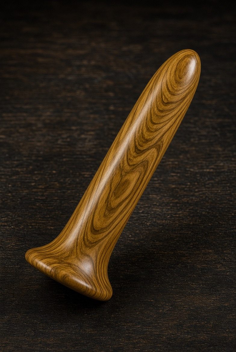 Halo, handmade wooden dildo in Warm Golden Olive