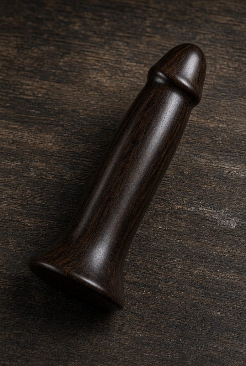 Nocturne, handmade wooden dildo in Dark Chocolate-Brown Ebony